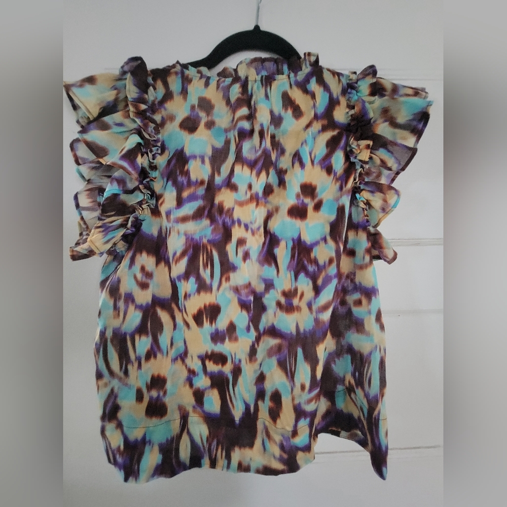 Steve Madden Multicolor Ruffle Sleeve Top - Picture 3 of 5